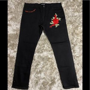 Embellish Jeans Black Embroidered